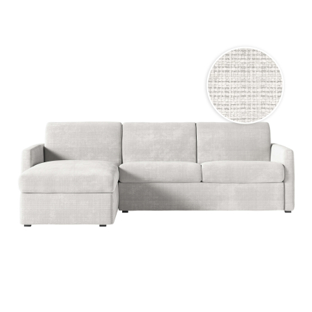 Canapé d'angle réversible convertible express 4 places AGATHE couchage quotidien 160x190cm en tissu chenille