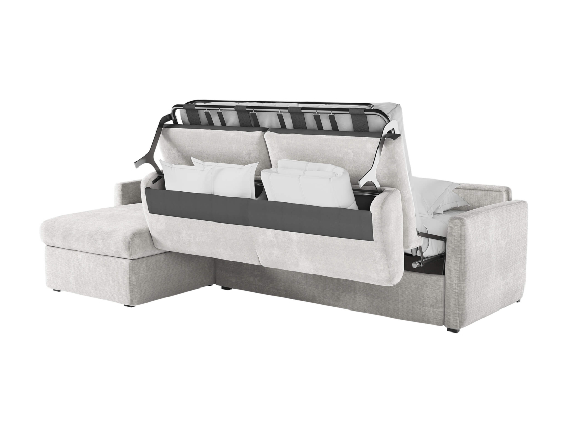 Canapé d'angle réversible convertible express 4 places AGATHE couchage quotidien 160x190cm en tissu chenille