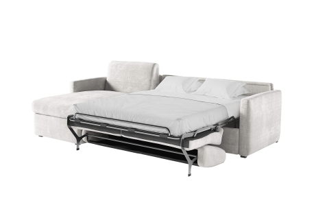 Canapé d'angle réversible convertible express 4 places AGATHE couchage quotidien 160x190cm en tissu chenille