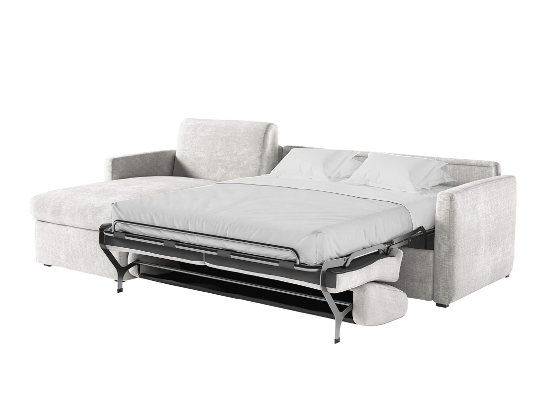 Canapé d'angle réversible convertible express 4 places AGATHE couchage quotidien 160x190cm en tissu chenille