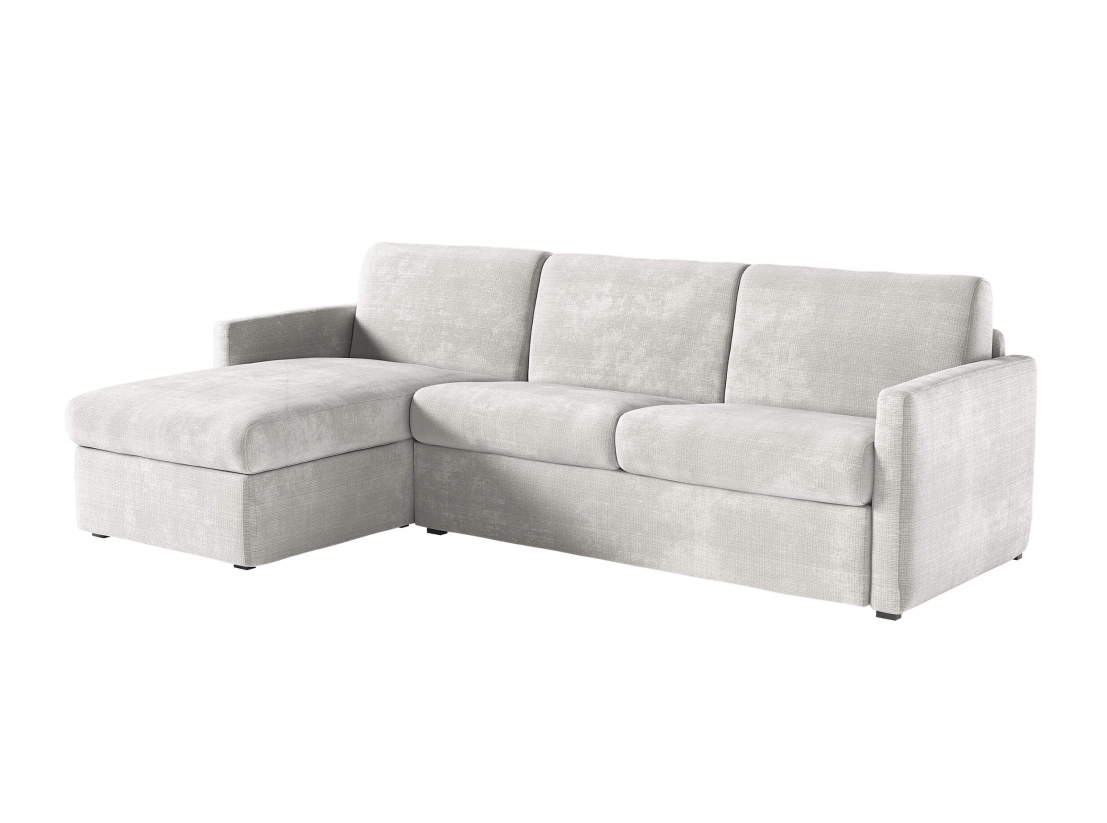 Canapé d'angle réversible convertible express 4 places AGATHE couchage quotidien 160x190cm en tissu chenille