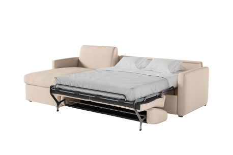 Canapé d'angle réversible convertible express 4 places AGATHE couchage quotidien 160x190cm en tissu