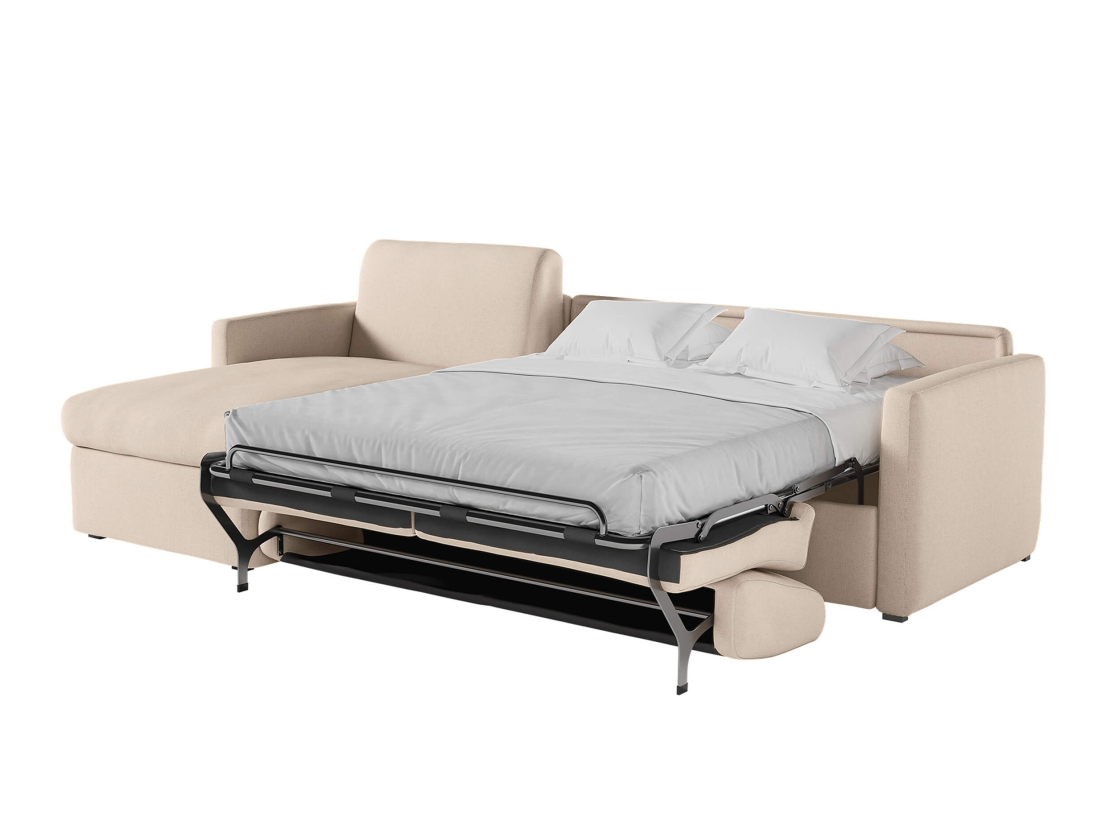 Canapé d'angle réversible convertible express 4 places AGATHE couchage quotidien 160x190cm en tissu