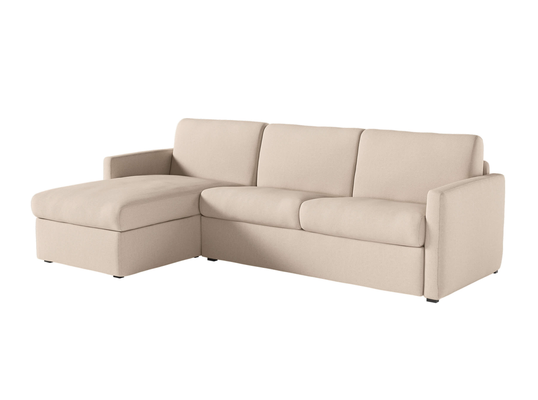 Canapé d'angle réversible convertible express 4 places AGATHE couchage quotidien 160x190cm en tissu