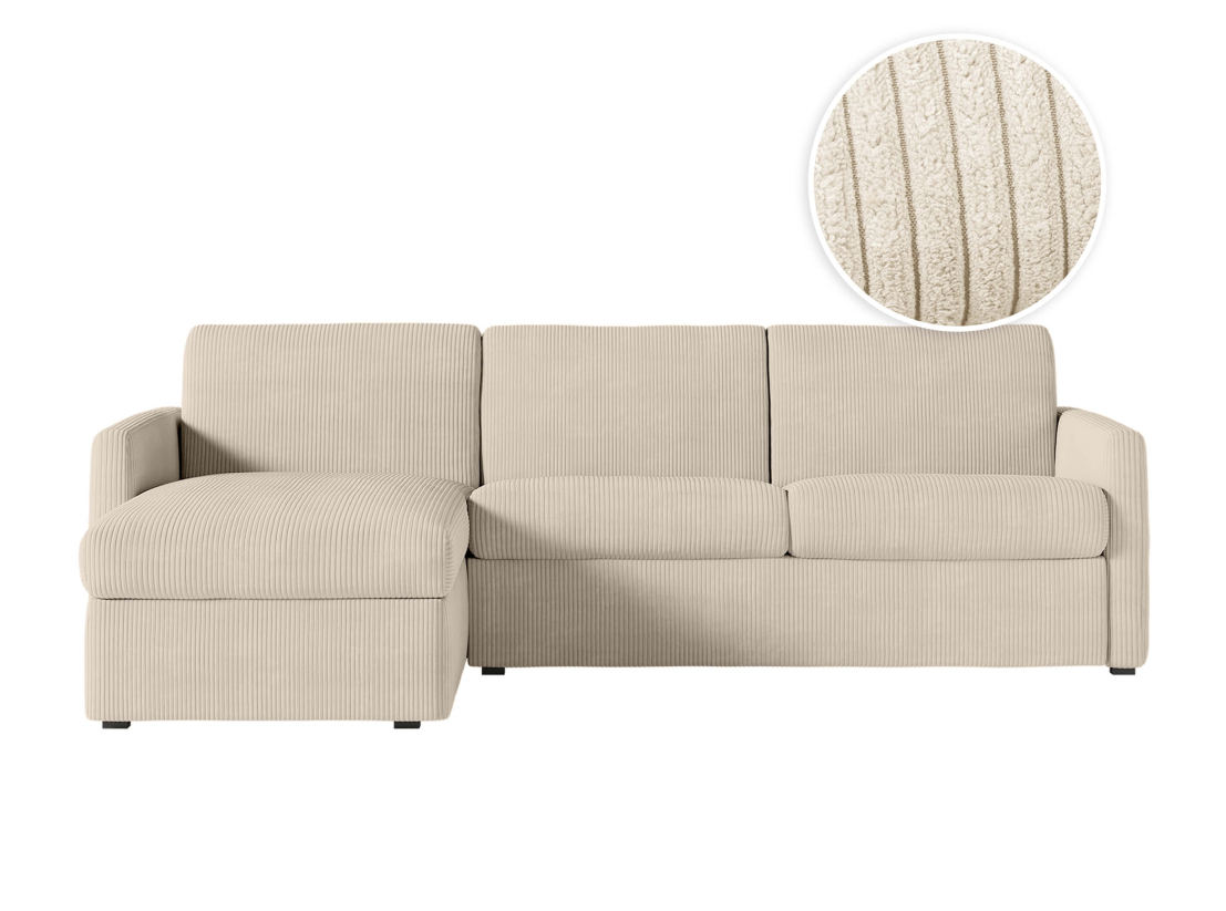 Canapé d'angle réversible convertible express 4 places AGATHE couchage quotidien 160x190cm en velours côtelé