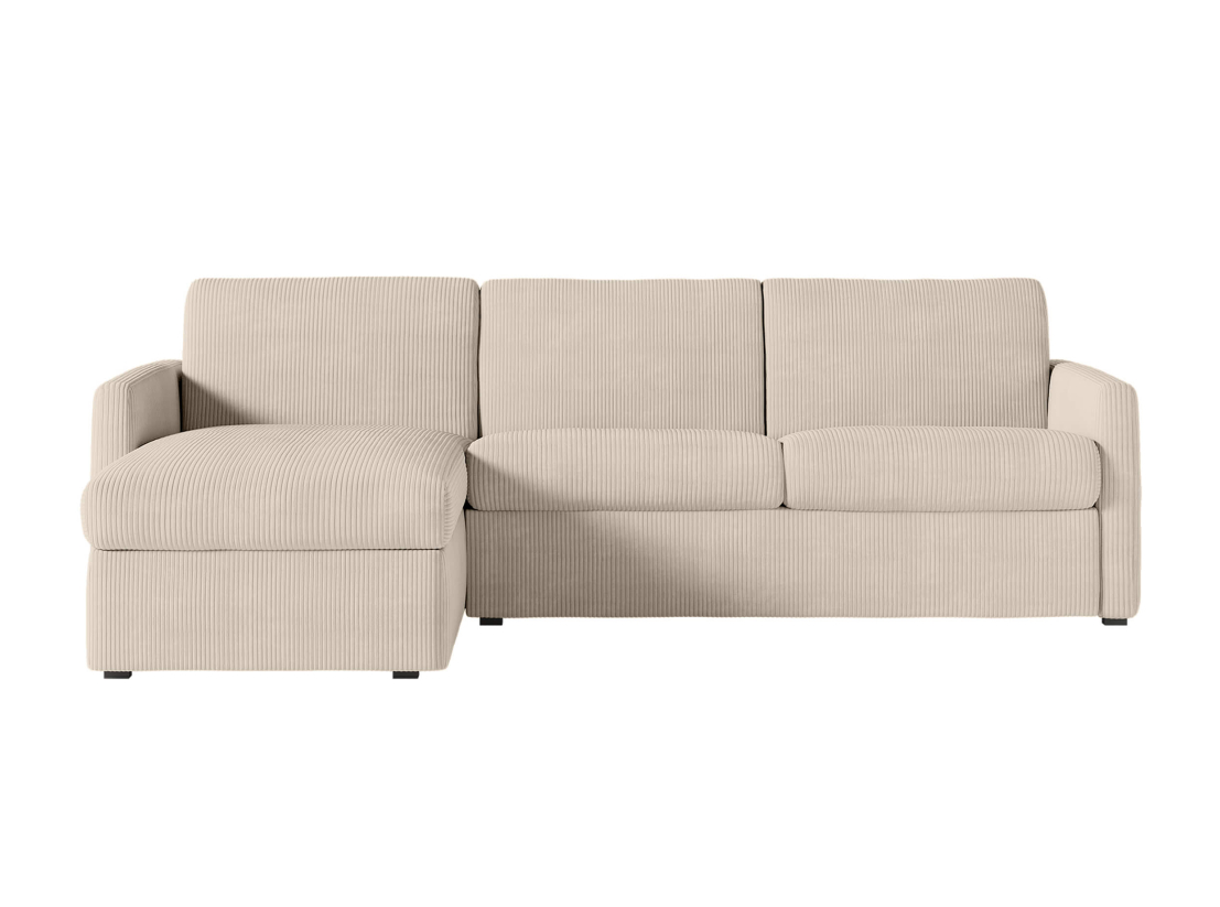 Canapé d'angle réversible convertible express 4 places AGATHE couchage quotidien 160x190cm en velours côtelé