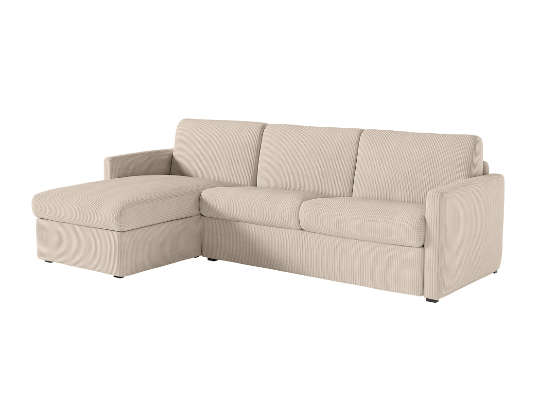 Canapé d'angle réversible convertible express 4 places AGATHE couchage quotidien 160x190cm en velours côtelé