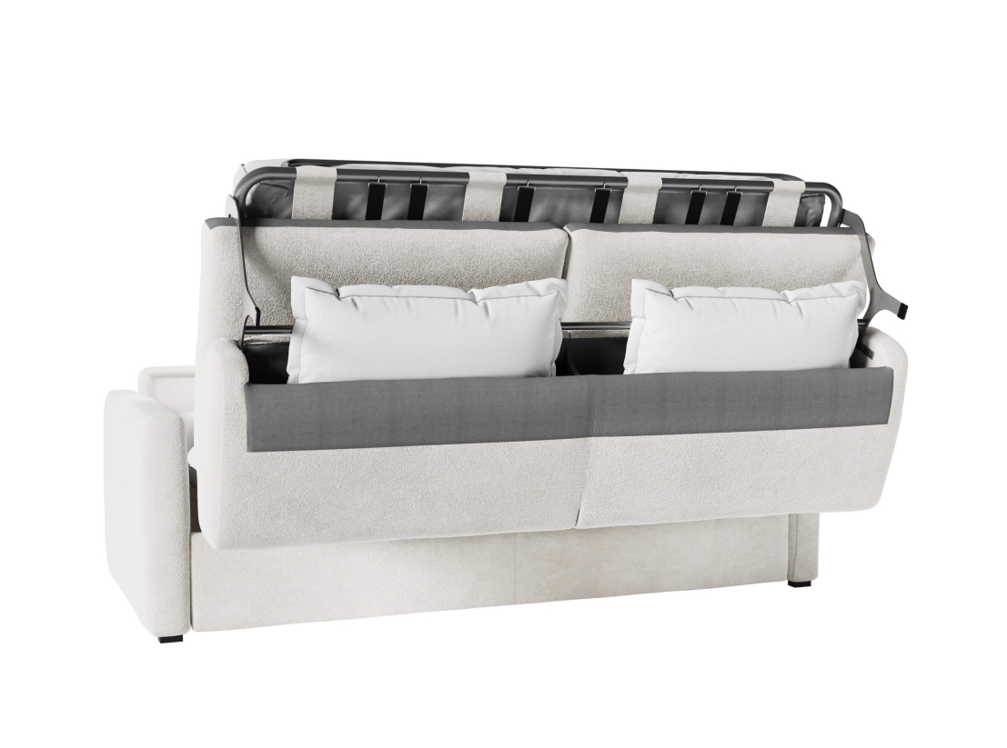 Canapé convertible express 3 places AGATHE couchage quotidien 160x190 en tissu bouclette - Matelas épaisseur 13cm