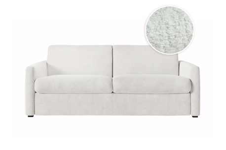 Canapé convertible express 3 places AGATHE couchage quotidien 160x190 en tissu bouclette - Matelas épaisseur 13cm