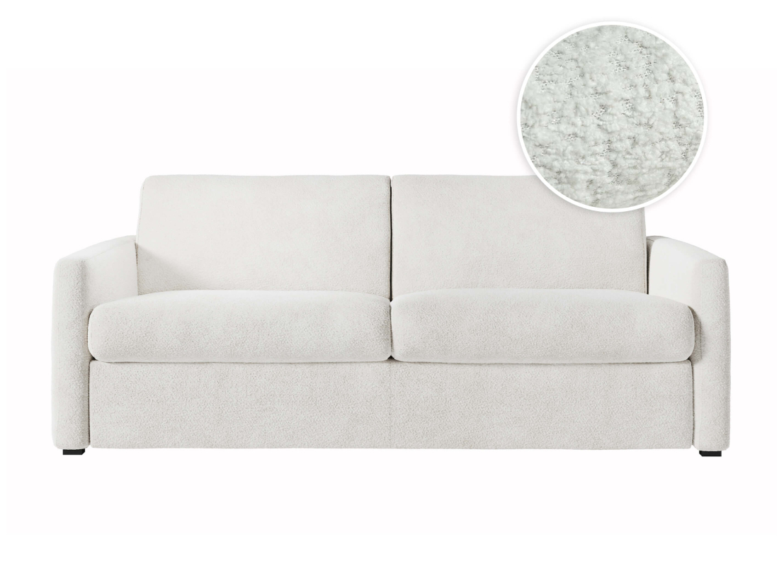 Canapé convertible express 3 places AGATHE couchage quotidien 160x190 en tissu bouclette - Matelas épaisseur 13cm