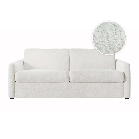 Canapé convertible express 3 places AGATHE couchage quotidien 160x190 en tissu bouclette - Matelas épaisseur 13cm