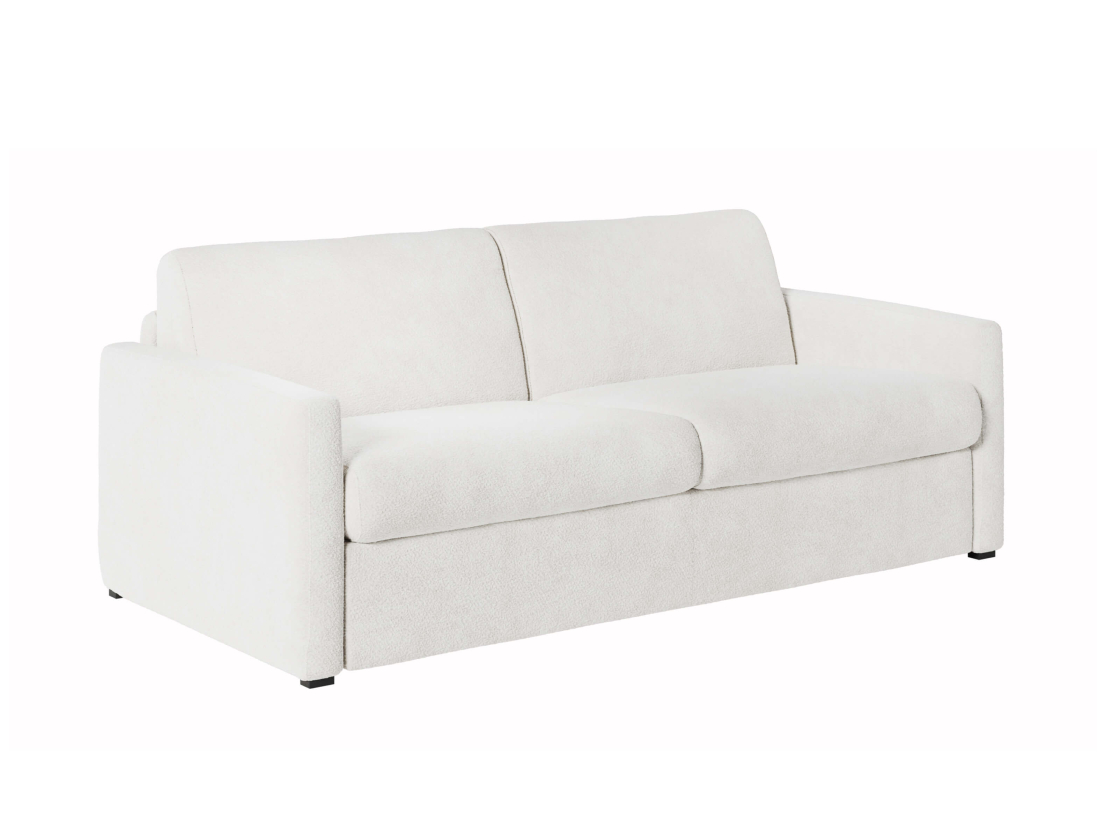 Canapé convertible express 3 places AGATHE couchage quotidien 160x190 en tissu bouclette - Matelas épaisseur 13cm