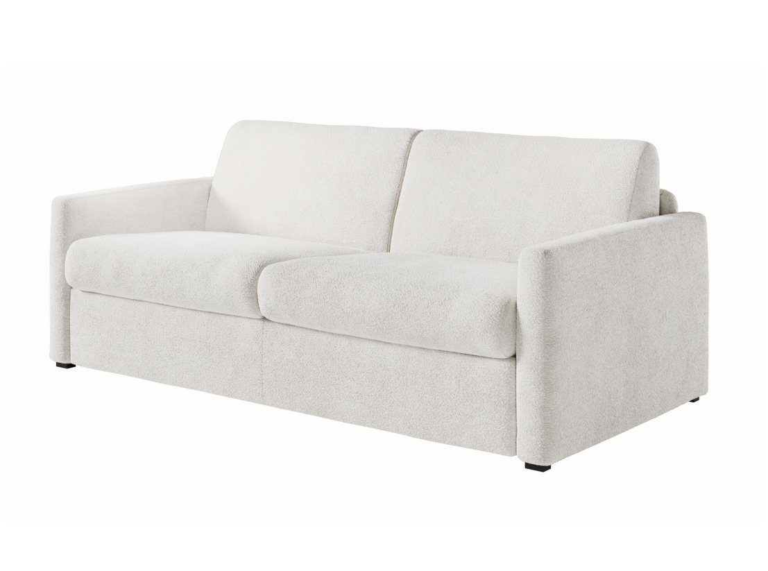 Canapé convertible express 3 places AGATHE couchage quotidien 160x190 en tissu bouclette - Matelas épaisseur 13cm