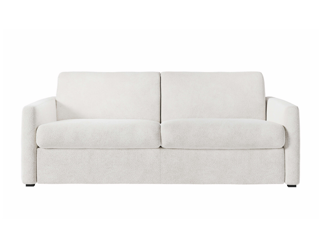 Canapé convertible express 3 places AGATHE couchage quotidien 160x190 en tissu bouclette - Matelas épaisseur 13cm