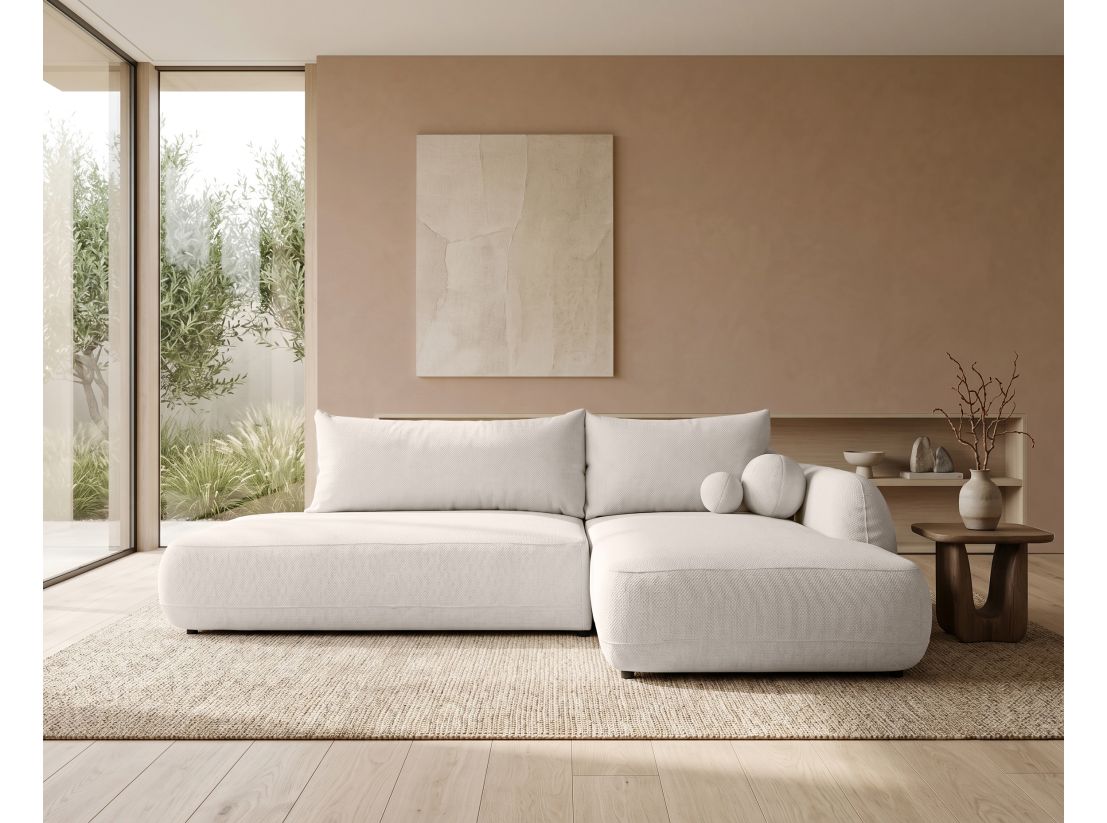 Canapé d'angle convertible FABIO 5 places en tissu texturé