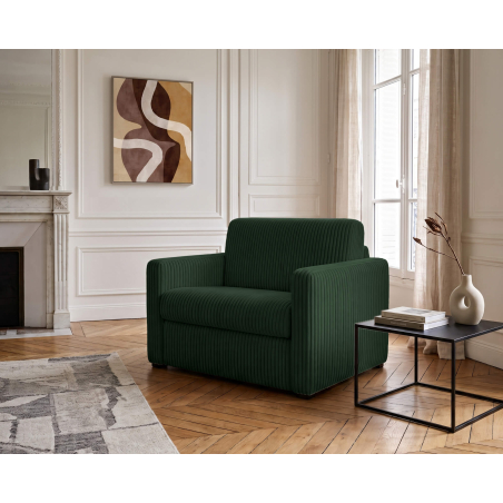 Fauteuil AGATHE convertible express couchage quotidien 70x190cm en velours côtelé épais