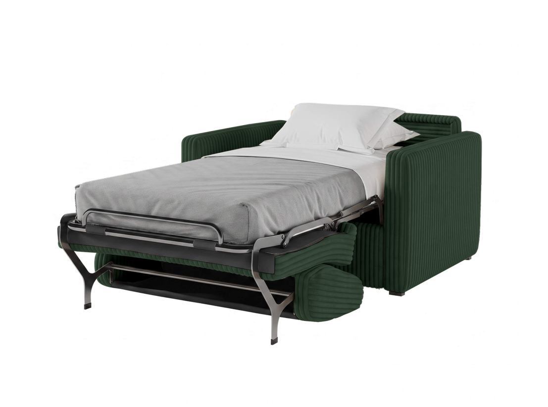 Fauteuil AGATHE convertible express couchage quotidien 70x190cm en velours côtelé épais