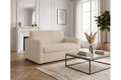 Fauteuil AGATHE convertible express couchage quotidien 100x190cm en velours côtelé épais