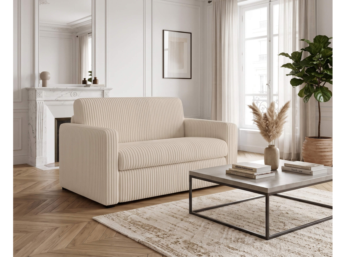 Fauteuil AGATHE convertible express couchage quotidien 100x190cm en velours côtelé épais