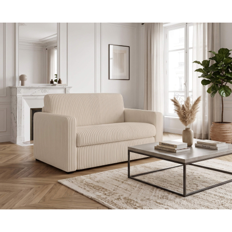 Fauteuil AGATHE convertible express couchage quotidien 100x190cm en velours côtelé épais