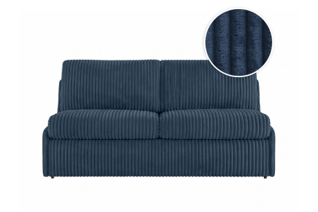 Canapé convertible express 3 places AGATHE couchage quotidien 140x190cm sans accoudoirs en velours côtelé épais