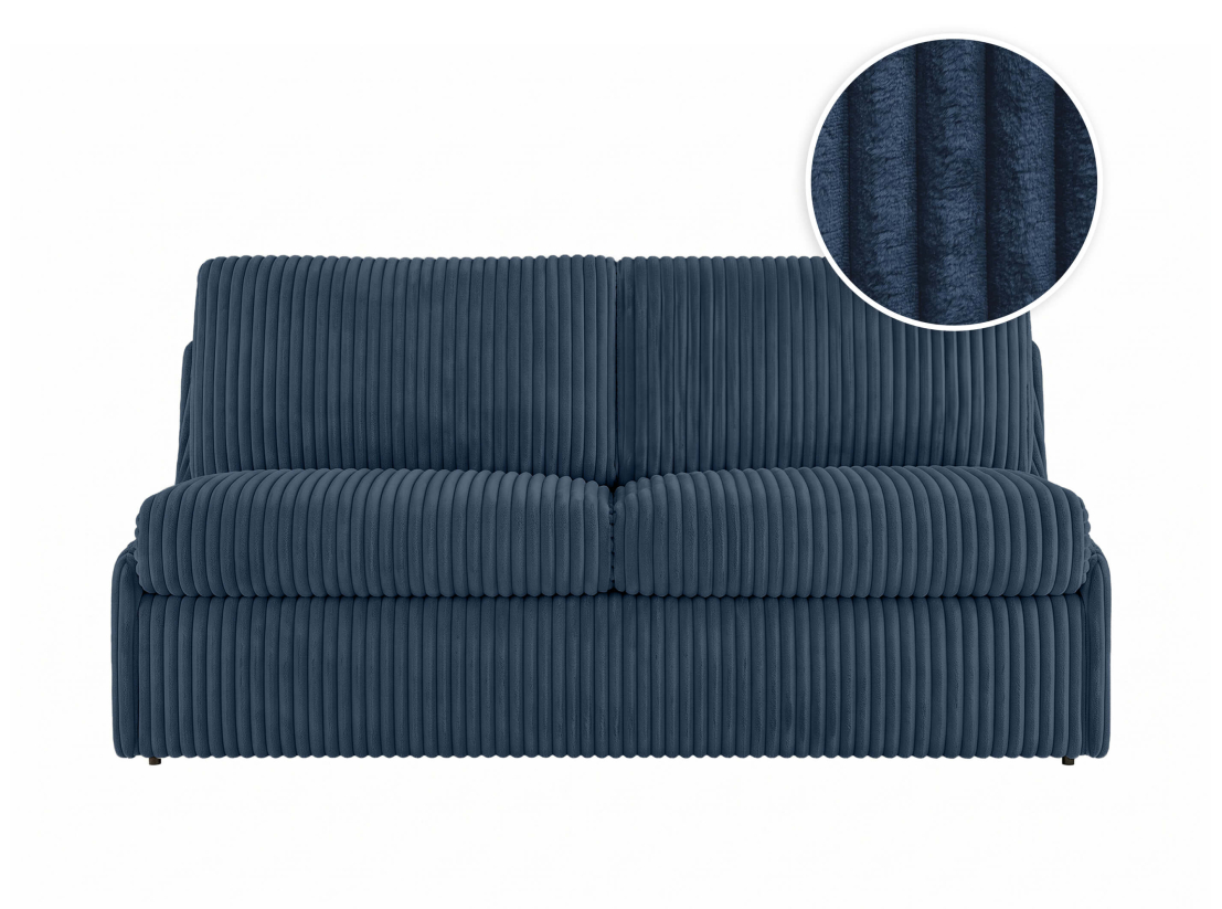 Canapé convertible express 3 places AGATHE couchage quotidien 140x190cm sans accoudoirs en velours côtelé épais