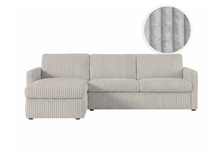 Canapé d'angle réversible convertible express 4 places AGATHE couchage quotidien 140x190cm en velours côtelé épais