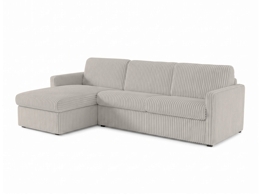 Canapé d'angle réversible convertible express 4 places AGATHE couchage quotidien 140x190cm en velours côtelé épais