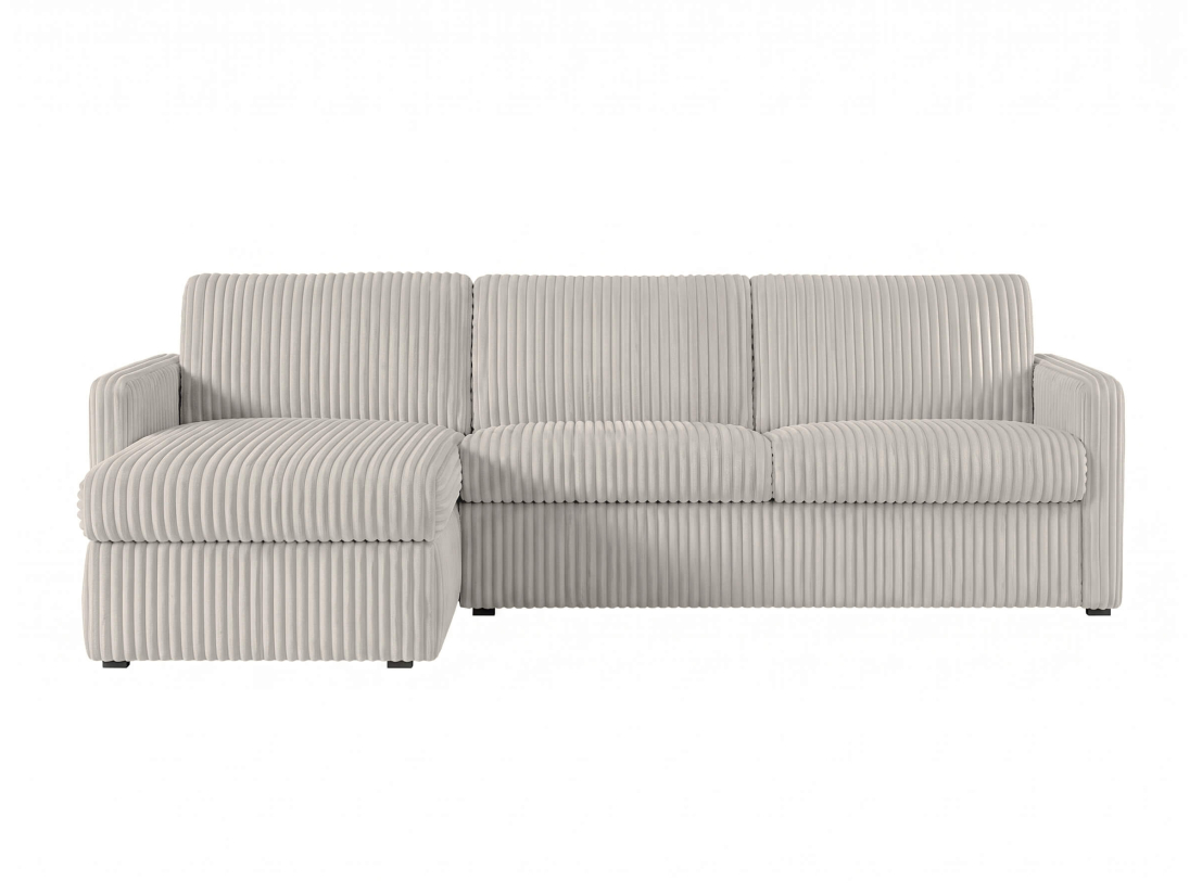 Canapé d'angle réversible convertible express 4 places AGATHE couchage quotidien 140x190cm en velours côtelé épais