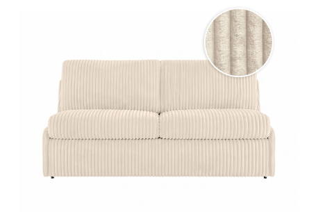 Canapé convertible express 3 places AGATHE couchage quotidien 140x190cm sans accoudoirs en velours côtelé épais