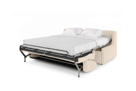 Canapé convertible express 3 places AGATHE couchage quotidien 140x190cm sans accoudoirs en velours côtelé épais