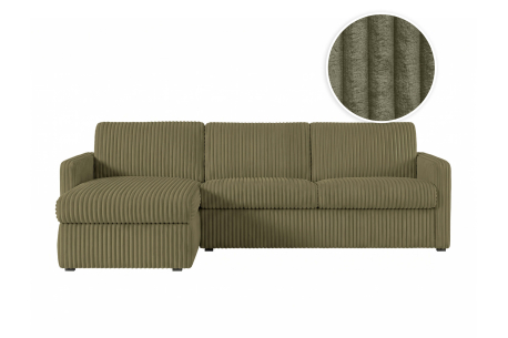 Canapé d'angle réversible convertible express 4 places AGATHE couchage quotidien 140x190cm en velours côtelé épais