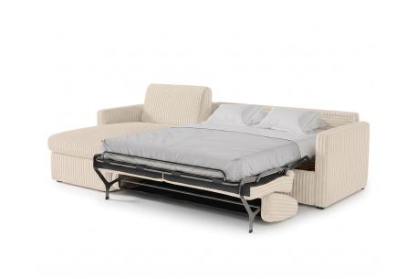 Canapé d'angle réversible convertible express 4 places AGATHE couchage quotidien 160x190cm en velours côtelé épais