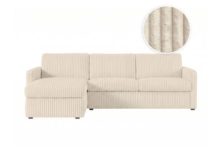 Canapé d'angle réversible convertible express 4 places AGATHE couchage quotidien 160x190cm en velours côtelé épais