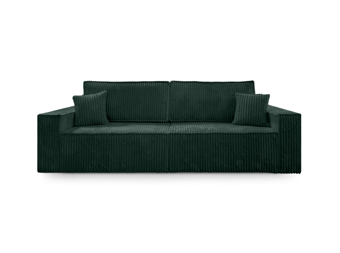 Canapé droit FARAH - Velours côtelé épais - Convertible avec 2 coffres de rangement et une assise profonde