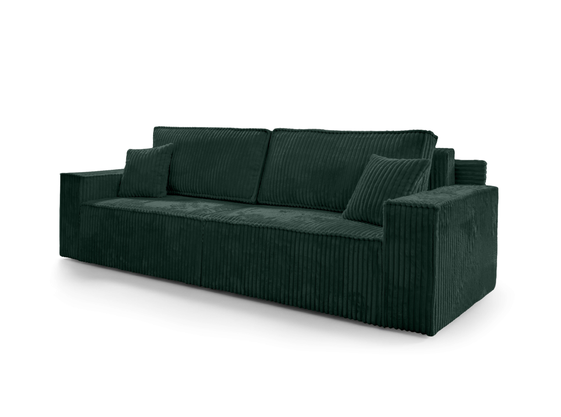 Canapé droit FARAH - Velours côtelé épais - Convertible avec 2 coffres de rangement et une assise profonde