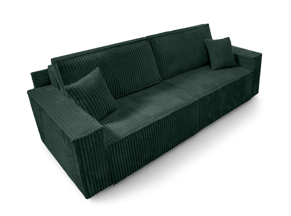 Canapé droit FARAH - Velours côtelé épais - Convertible avec 2 coffres de rangement et une assise profonde