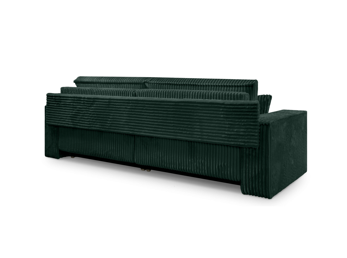 Canapé droit FARAH - Velours côtelé épais - Convertible avec 2 coffres de rangement et une assise profonde