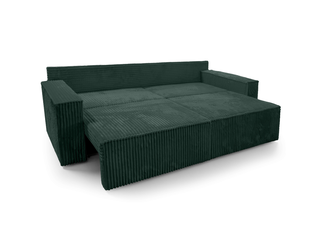 Canapé droit FARAH - Velours côtelé épais - Convertible avec 2 coffres de rangement et une assise profonde