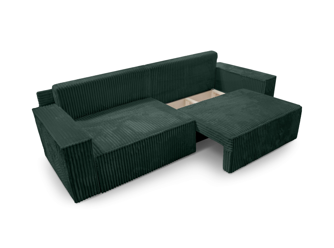 Canapé droit FARAH - Velours côtelé épais - Convertible avec 2 coffres de rangement et une assise profonde