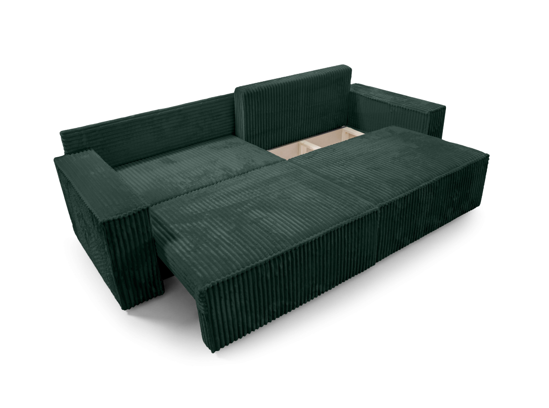 Canapé droit FARAH - Velours côtelé épais - Convertible avec 2 coffres de rangement et une assise profonde