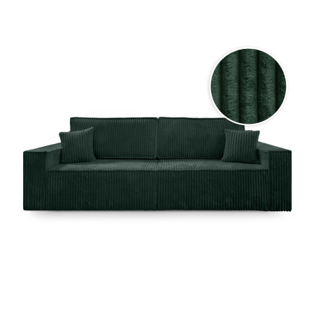 Canapé droit FARAH - Velours côtelé épais - Convertible avec 2 coffres de rangement et une assise profonde