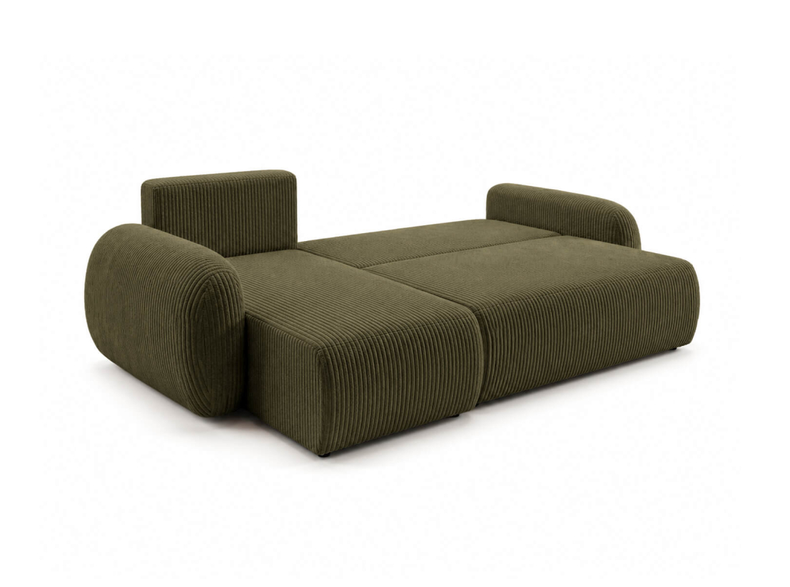Canapé d'angle convertible ALYA - Velours côtelé - Réversible avec coffre de rangement