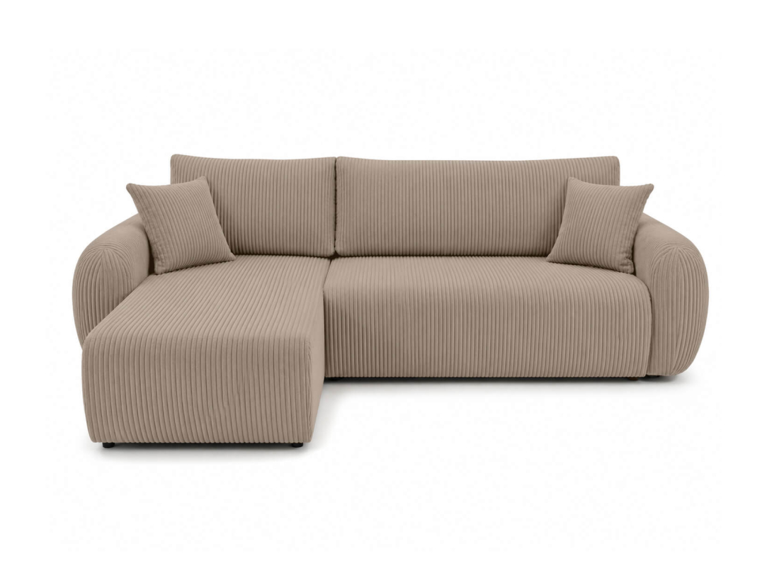 Canapé d'angle convertible ALYA - Velours côtelé - Réversible avec coffre de rangement
