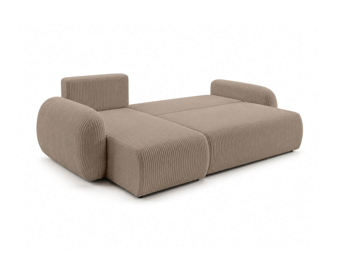 Canapé d'angle convertible ALYA - Velours côtelé - Réversible avec coffre de rangement