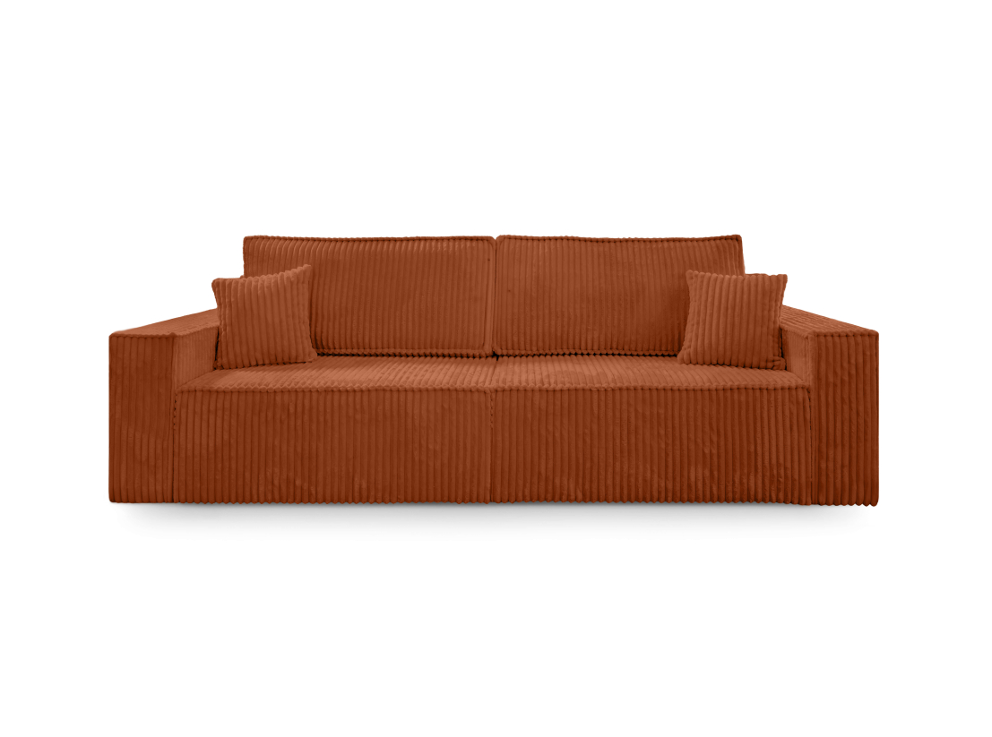 Canapé droit FARAH - Velours côtelé épais - Convertible avec 2 coffres de rangement et une assise profonde