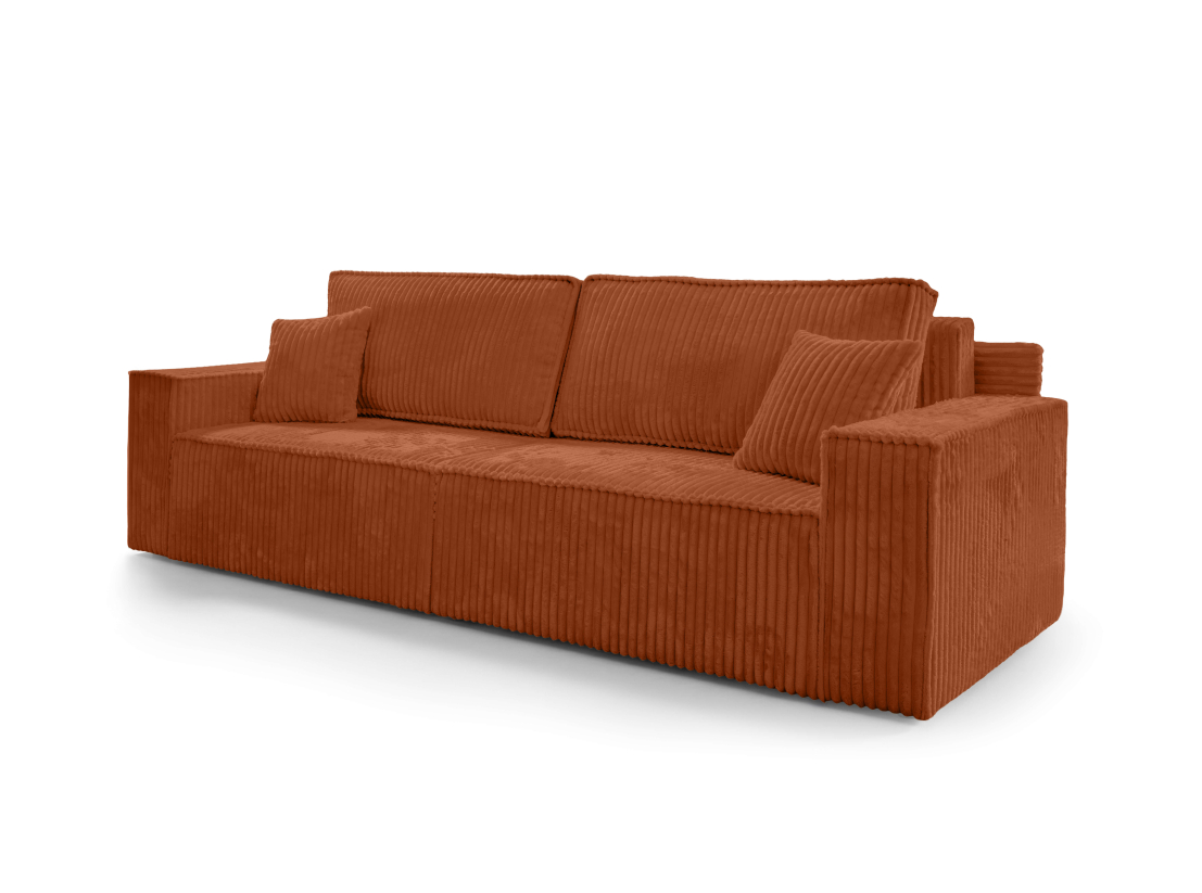 Canapé droit FARAH - Velours côtelé épais - Convertible avec 2 coffres de rangement et une assise profonde