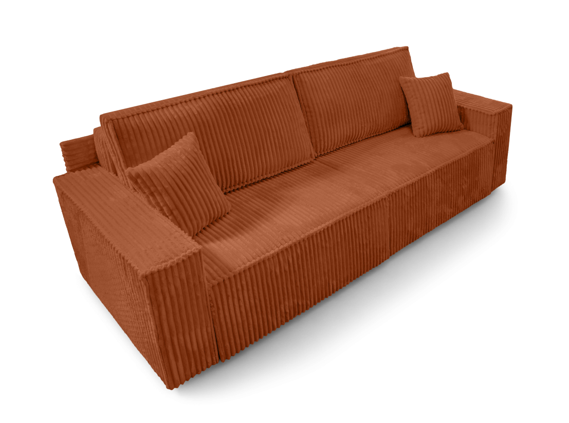 Canapé droit FARAH - Velours côtelé épais - Convertible avec 2 coffres de rangement et une assise profonde