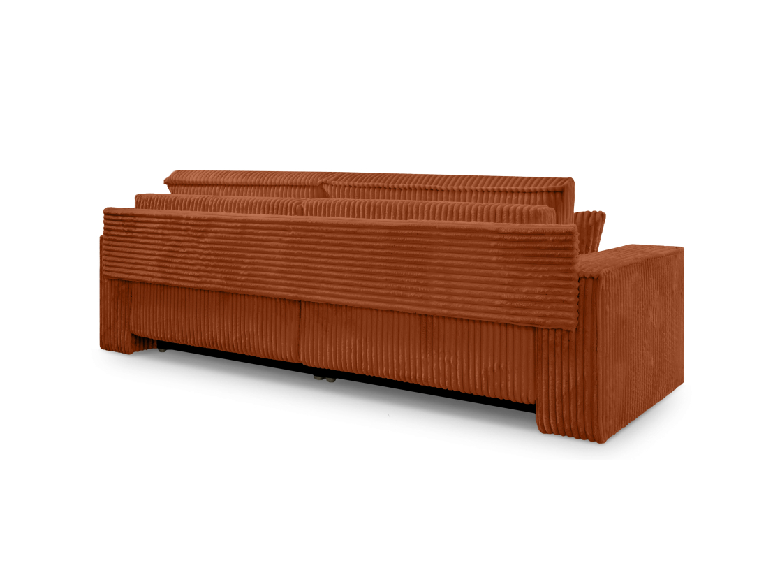 Canapé droit FARAH - Velours côtelé épais - Convertible avec 2 coffres de rangement et une assise profonde