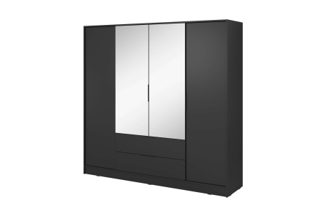 Armoire MIRAGE avec miroirs - Penderie, 4 portes et 2 tiroirs
